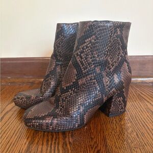 a new day Brown Snake Print Ankle Boots